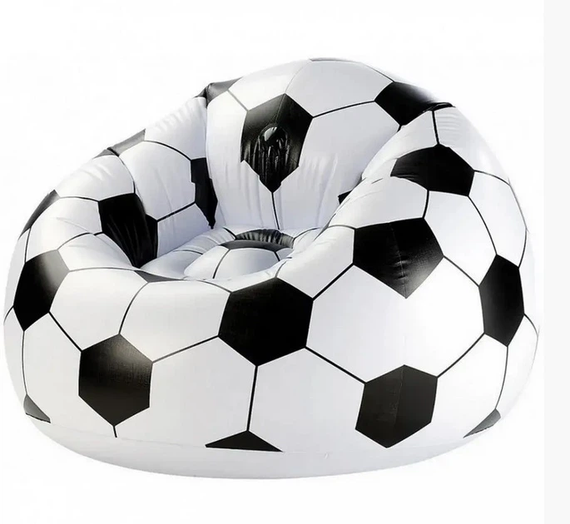 Надувное кресло-пуф Inflatable Sofa / Надувное кресло-мешок 110×110×85 см Черно-белый | Зображення 2