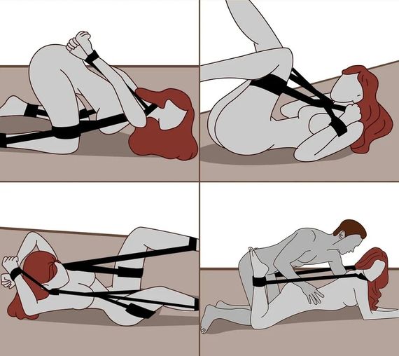 Черный BDSM бондаж для фиксации рук и ног с поддержкой шеи | Зображення 2