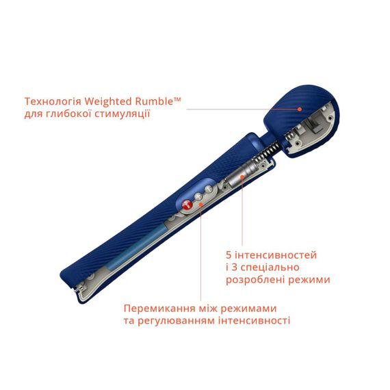 Вибромассажер Fun Factory VIM Vibrating Wand midnight blue, супермощный и легкий, до 6 часов работы sexstyle | Зображення 4