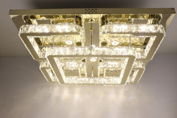 Люстра стельова кришталева LED з пультом 25664 Золото 17х80х80 см. | Зображення 5