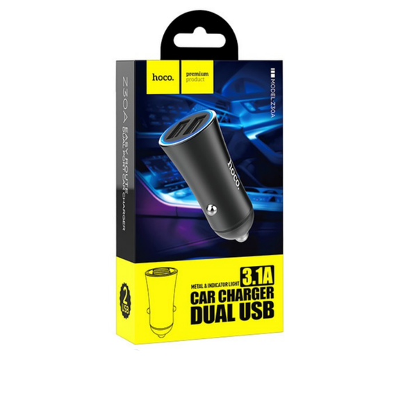 Автомобільний зарядний пристрій Hoco Z30A 2 USB 3.1 A чорний | Зображення 1