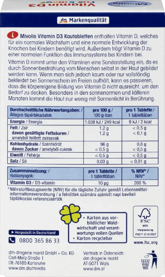Жевательные витамины для детей Mivolis Vitamin D3, 60 шт. | Зображення 1