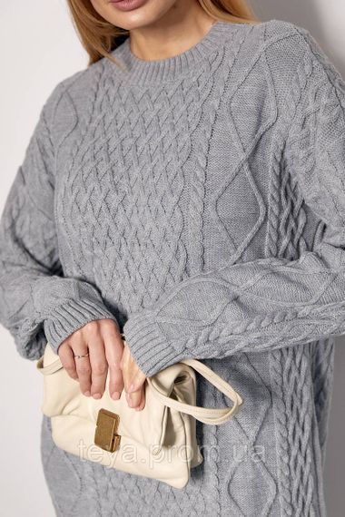 В'язане плаття-туніка з візерунками з кісок і ромбів колір сірий FL_000977 | Зображення 3