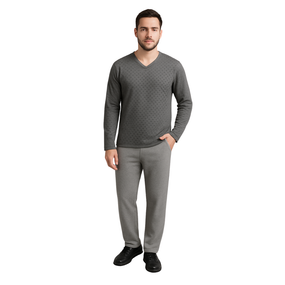 Мужская пижама на легком флисе серая M L XL 2XL