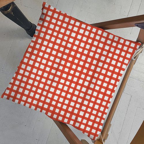 Подушка на стул с завязками Бело-красная клетка 40x40x4 см (PZ_23NG022)