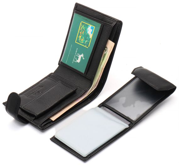 Черное мужское портмоне из натуральной кожи с визитницей Marco Coverna MC-2057-1 | Зображення 6