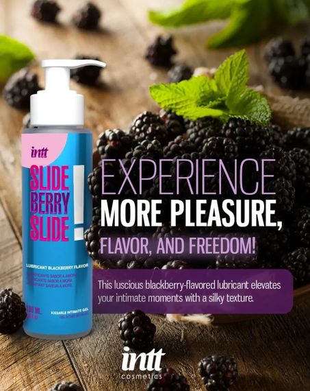 Лубрикант їстівний з ароматом ожини Intt SLIDE BERRY SLIDE! на водній основі, 100 мл sexstyle | Зображення 1