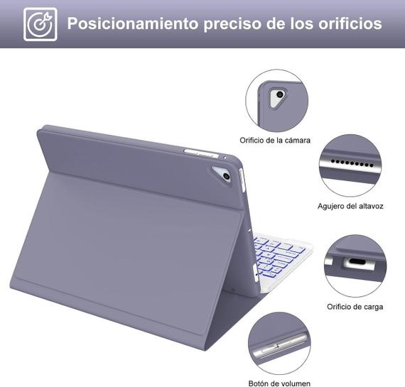 Чохол з магнітною Bluetooth клавіатурою для iPad 9.7”, iPad 5, 6 покоління, Pro, Air 1/2 з підсвіткою, тримачем стилуса лавандовий | Зображення 7