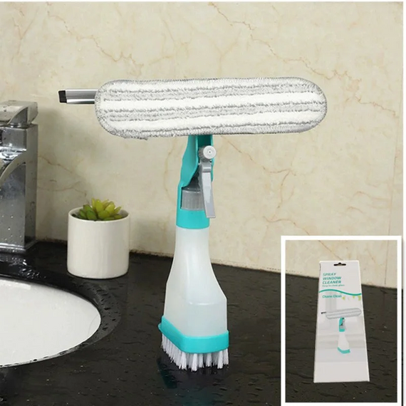 Щітка для миття скла з розпилювачем, скребок для вікон, щітка для миття вікон і гладких поверхонь