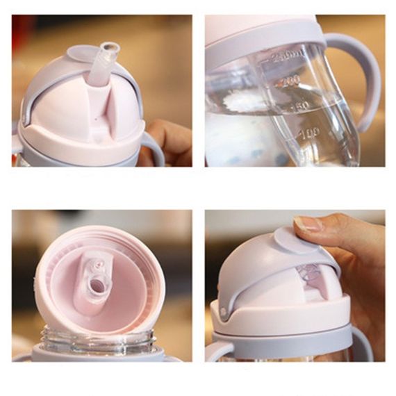 Поильник непроливайка с силиконовой трубочкой с ручками Жираф Розовый | Зображення 2