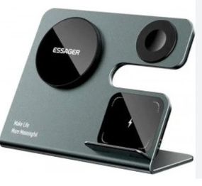 Бездротовий зарядний пристрій Essager  Ruicheng desktop magnetic suction three in one wireless charging of 15W black