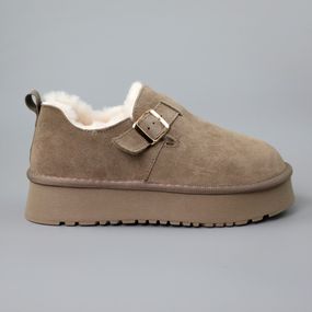 Угги жіночі замшеві хутро 590633 Бежеві 39 40 41