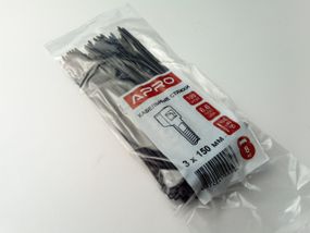 Хомут пластиковий APRO 150х3 (100 шт. в уп.) чорний, 1 ПАКОВКА (CT-B3150)