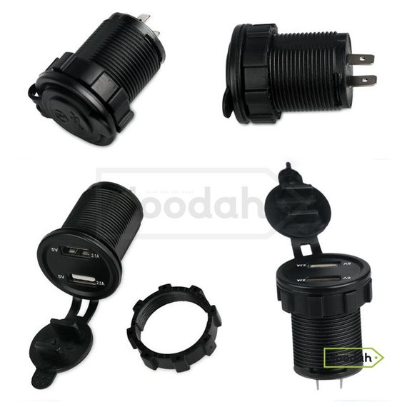 Авто / Мото USB зарядний пристрій Recessed Volt Red з вольтметром, IP54 | Зображення 1