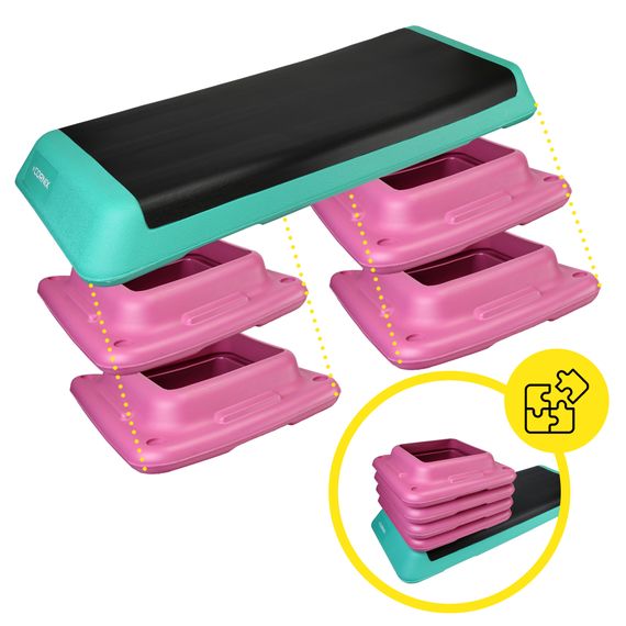 Степ-платформа 3-ступінчаста Cornix Pro 109 х 41 х 10-20 см XR-0402 Violet/Turquoise/Black | Зображення 1