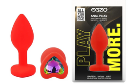Силиконовая анальная пробка EGZO - Silicone Red Heart Plug Rainbow, size S Sex Aura