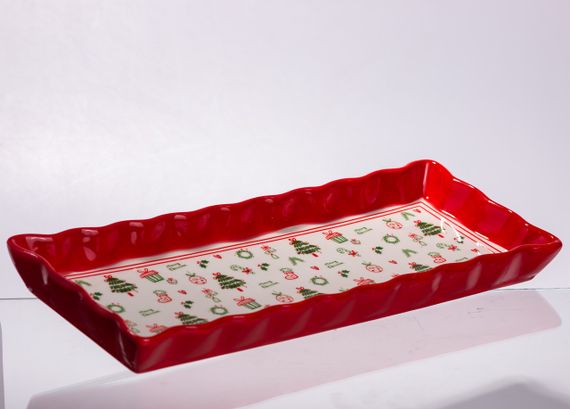 Сервірувальне новорічне блюдо для закусок Merry Christmas 36,5×13×3 (см) з порцеляни CR-1-16 | Зображення 2