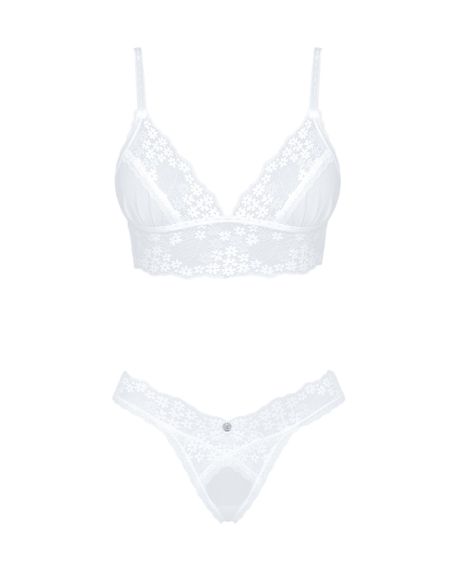 Комплект со стрингами Obsessive Heavenlly set Белый XL/2XL | Зображення 4