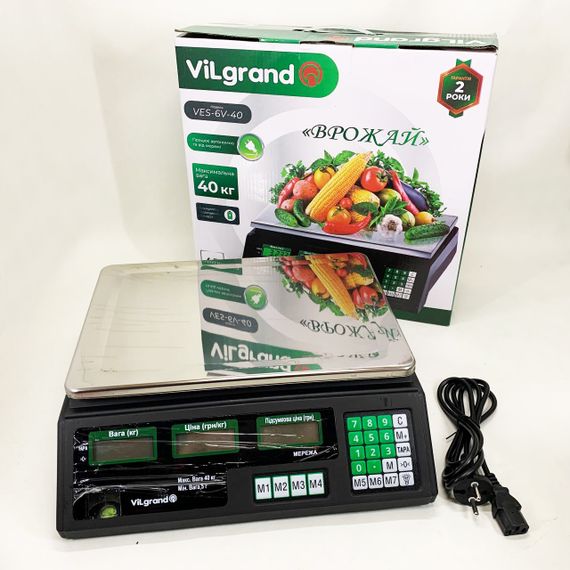 Ваги електронні торгові цифрові ViLgrand VES-6V-40 40 кг, Ваги для торгівлі 50 кг з дисплеєм RA-69 | Зображення 6