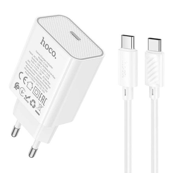 Мережевий зарядний пристрій Hoco C143A 1 USB-C PD/QC 20W+Type-C to Type-C