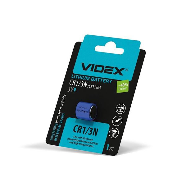 Батарейка літієва Videx CR1/3N 1шт BLISTER | Зображення 1