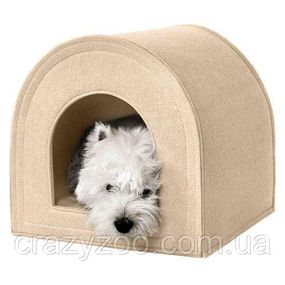 Будиночок-лежанка для собак і котів Hutka No2 40 х 40 х 40 см Бежевий 2511