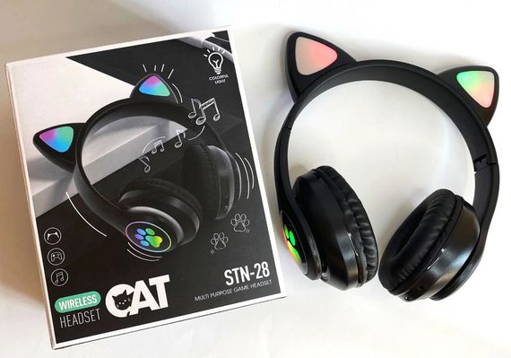Бездротові дитячі навушники Cat STN-28 Bluetooth з підсвіткою котячі вушка чорні | Зображення 9