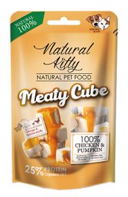 Ласощі для котів та собак з куркою Natural Kitty Meaty Cube 100% Chicken & Pumpkin, 60 гр
