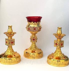 Комплект (лампада та два підсвічники) на престол