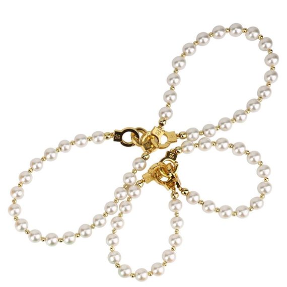 Наручники та поножі LOCKINK Pearl Handcuffs&Anklecuffs Білі One Size | Зображення 1