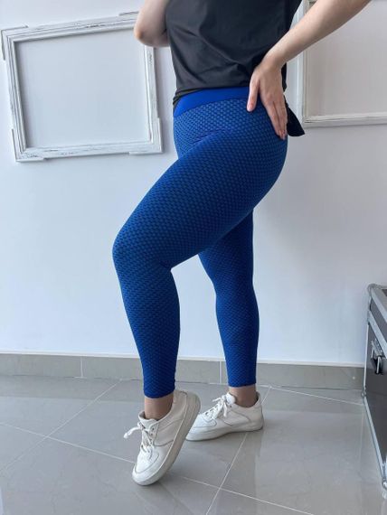Спортивні сині фітнес лосини plus size | Зображення 4