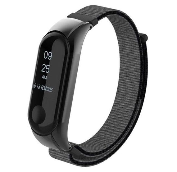 Нейлоновий ремінець Primo для фітнес-браслета Xiaomi Mi Band 3 - Black&Grey | Зображення 1