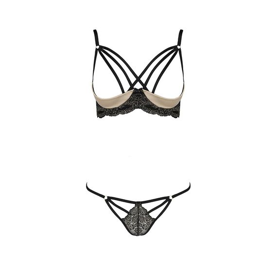 Комплект белья Passion Exclusive VALERY SET OpenBra XXL/XXXL, black, стрэпы, трусики, открытый лиф | Зображення 4