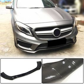 Накладка на передній бампер Lip (для GLA45 AMG 2013-2016, Карбон) для Mercedes GLA X156 рр