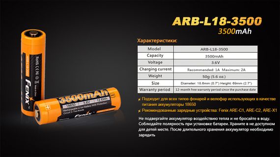 Акумулятор 18650 Fenix (3500 mAh) | Зображення 8