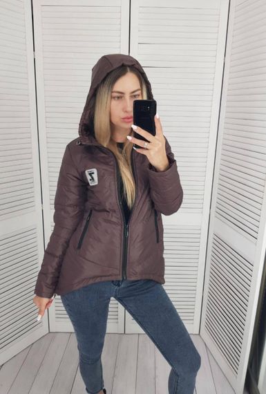 Жіноча демісезонна куртка з емблемою, арт.210/7, шоколад | Зображення 3
