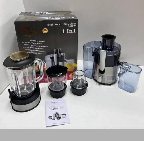 Електричний соковитискач 4в1 Zepline ZP-122 шнековий з реверсом, блендер, кофемолка, подрібнювач 3000Вт (47624-Z-122_1883)