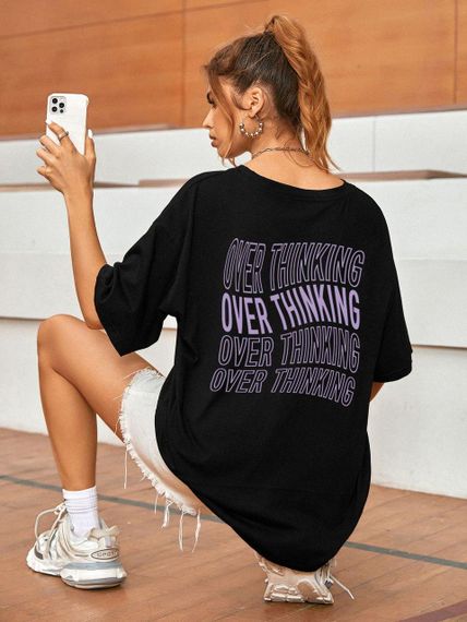 Футболка женская с принтом повседневная S Черная