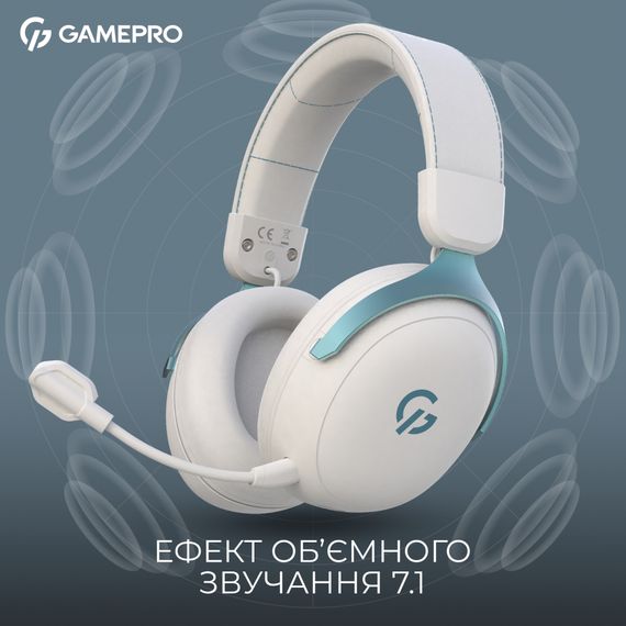 Навушники GamePro Asgard Freya Pro Wireless White/Blue (HSW201WB) | Зображення 4
