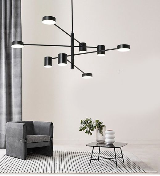 Люстра світлодіодна стельова LED світильник для квартири на стелю лед 26862 Чорний 40-90х102х102 см. | Зображення 4