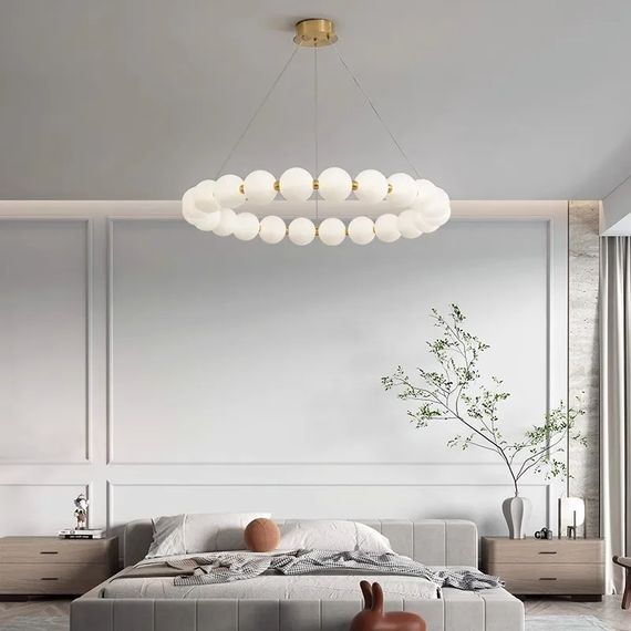 Люстра світлодіодна підвісна LED світильник для квартири на стелю лед 27212 Латунь 25-140х64х64 см. | Зображення 2