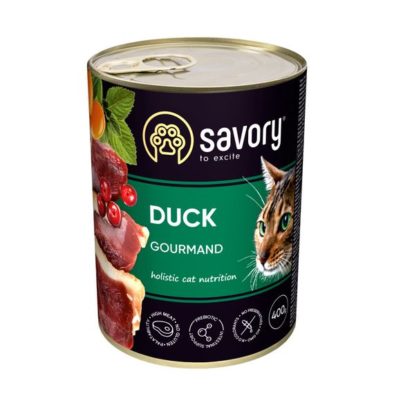 Корм Savory Cat Adult Duck вологий з качкою для дорослих вибагливих котів 400 гр
