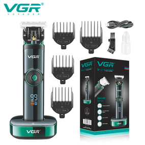 Аккумуляторная машинка для стрижки VGR V-671, 4 насадки, LED дисплей