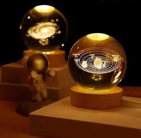 Світлодіодна кришталева куля, декоративна універсальна 3D нічниця, кришталева куля "Сонячна система" | Зображення 7