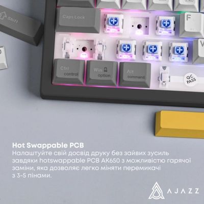 Клавиатура Ajazz AK650 Flying Fish Switch Black RGB USB/Wireless/Bluetooth UA Black (AK650-FF-BGY) | Зображення 4