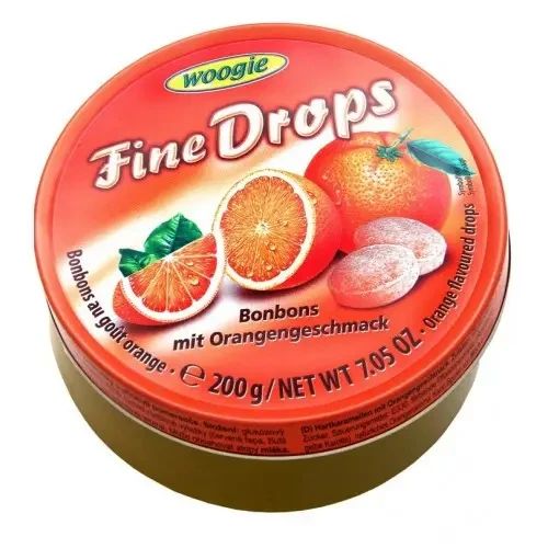 Льодяники Woogie Fine Drops зі смаком апельсина в залізній банці, 200 г (Австрія)