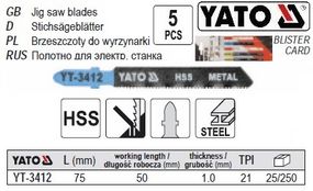 Набір полотно для електролобзика (метал) 21TPI l=75мм 5шт YATO-3412