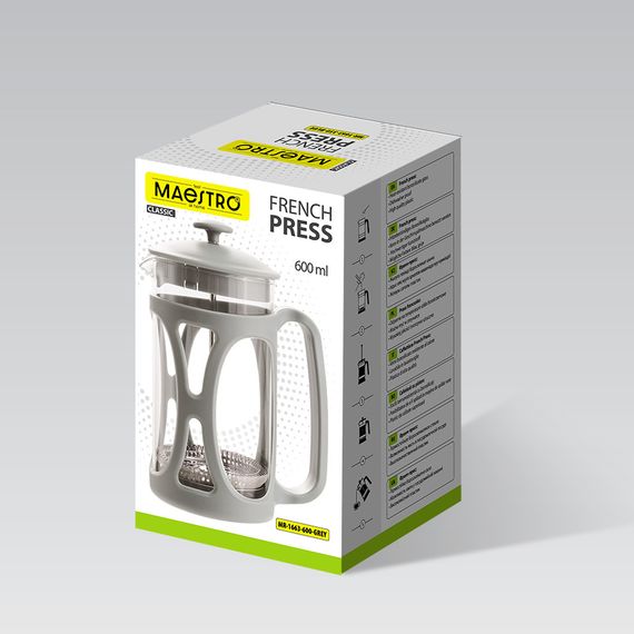 Френч-прес Maestro MR-1663-800-Grey 800 мл сірий | Зображення 3