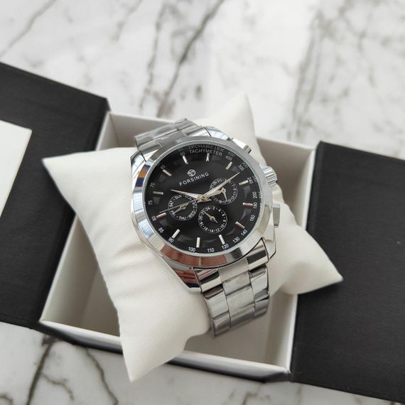 Механические мужские часы Forsining 6917 Black/Silver | Зображення 2