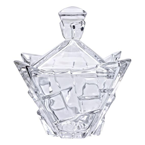 Цукорниця з кришкою 16×16×19 см ваза цукорниця квадратна скляна HP-4-119 | Зображення 1